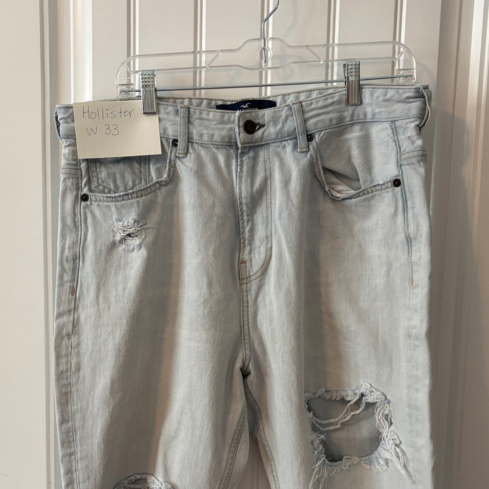 Hollister Light Grey Distressed Denim Jeans